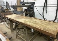 Power craft radio arm saw with large bench