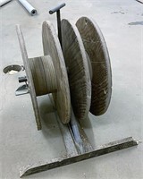 Wooden two spools of wire spool