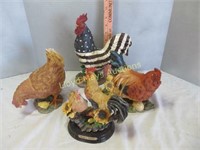 4pc Resin Chcikens & Roosters