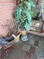 Fale Potted Plant, Decorative Doll Buggy, Framed