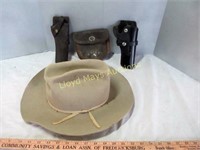 Gun Leather / Vintage Resistol Hat / Leather Pouch