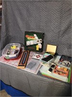 CrossCribb game, tape, crib board, tacks, pastry