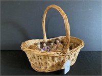Basket with 14 Miniature Bisque Dolls