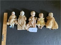 5 Antique Miniature Bisque Dolls