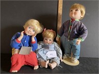 3 Porcelain Collector Dolls