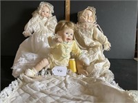 3 Porcelain Collector Dolls