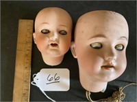 2 Antique Bisque Doll Head's