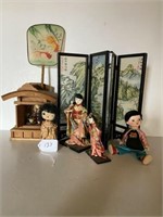 Grouping of Oriental Dolls & Accessories