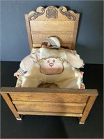 Oak Doll Bed with Doll
