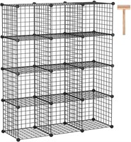 C&A HOME 12-Cube Metal Grid Storage | Black