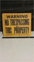 Warning no trespassing sign