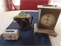 Clock, Match Box, Bull Head Mug