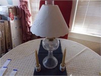 Oil Lamp & 2 Candles with Holders
