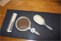 Silver Comb, Brush & Mirror