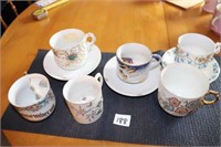 Cups, Saucers, Creamer (some German) - 9 pc