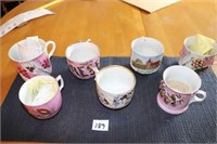 7 pc Pink Cups (some German), Forget Me Not