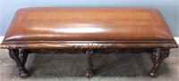 THEODORE ALEXANDER SCULPTURED LEATHER COVER BENCH
