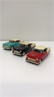 3–1955 Chevy Bel Air cars-1/24 scale-die-cast