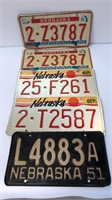 Lot of 5 Nebraska lic plates including 1951