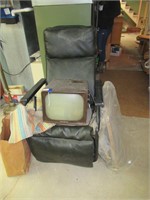 vintage GE television, chair, air filters