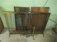 fireplace grate, stand, assorted pictures