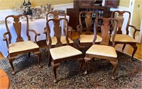 Set of 6 Cherry Queen Ann Style Dining Chairs