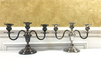 Pair of silver plated candelabras