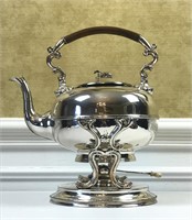 A Nice Silver Plated Tea Kettle with Stand