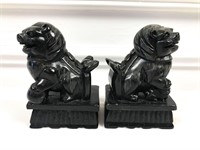 Black Carved Stone Food Dogs
