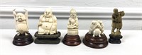 Carved Netsuke Buddhas and others