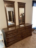 Vintage 7 drawer dresser with 2 mirrors