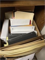 Miscellaneous box of notepads, clipboards, copier