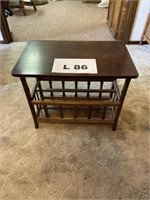 Wooden end table with magazine rack