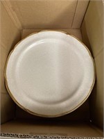 Stoneware dinner plates, bowls, plastic dinner