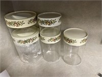 Set of 5 glass canisters