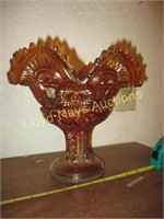 Marigold Iridescent Carnival Glass Large Compote