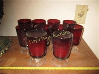 Set of 10 Mid Century Ruby Glass Tumblers