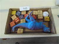 Wooden Children's Blocks & Dinosaur