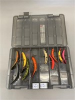 2 level case full of Heddon Flatfish Lures