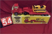 TONKA LOWBOY TRAILER AND DOZER WITH BOX