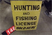 VINTAGE HUNTING AND FISHING LICENSE SIGN