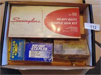 Vintage Staple Gun w/ Tin Box & Staples