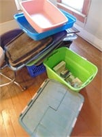 Assorted Totes, Lids, Containers, Hangers