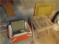 Cooler (No Lid), Metal Plant Stand & TV Tray