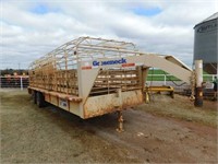 2004 Gooseneck 26'x7' cage top stock trailer