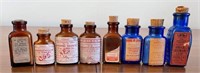 Lot of 8 Vintage Glass Medicine Bottles