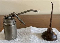 2 Vintage Hand Pump Oil Cans