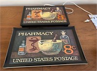 1970's Pharmacy USPS Stamp Warming & Serving Trays