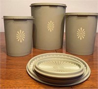 Vintage Tupperware Avocado Green 3 Pc Canister Set