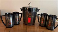 4 Michelob Thermo-Serv Insulated Mugs & Ice Bucket